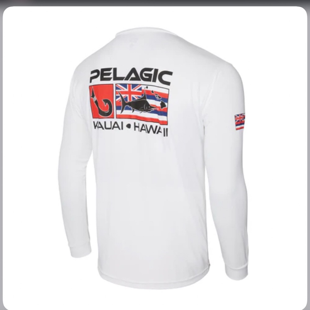 Pelagic  Aquatek Hawaii Flag Hooded Fishing Shirt Size M